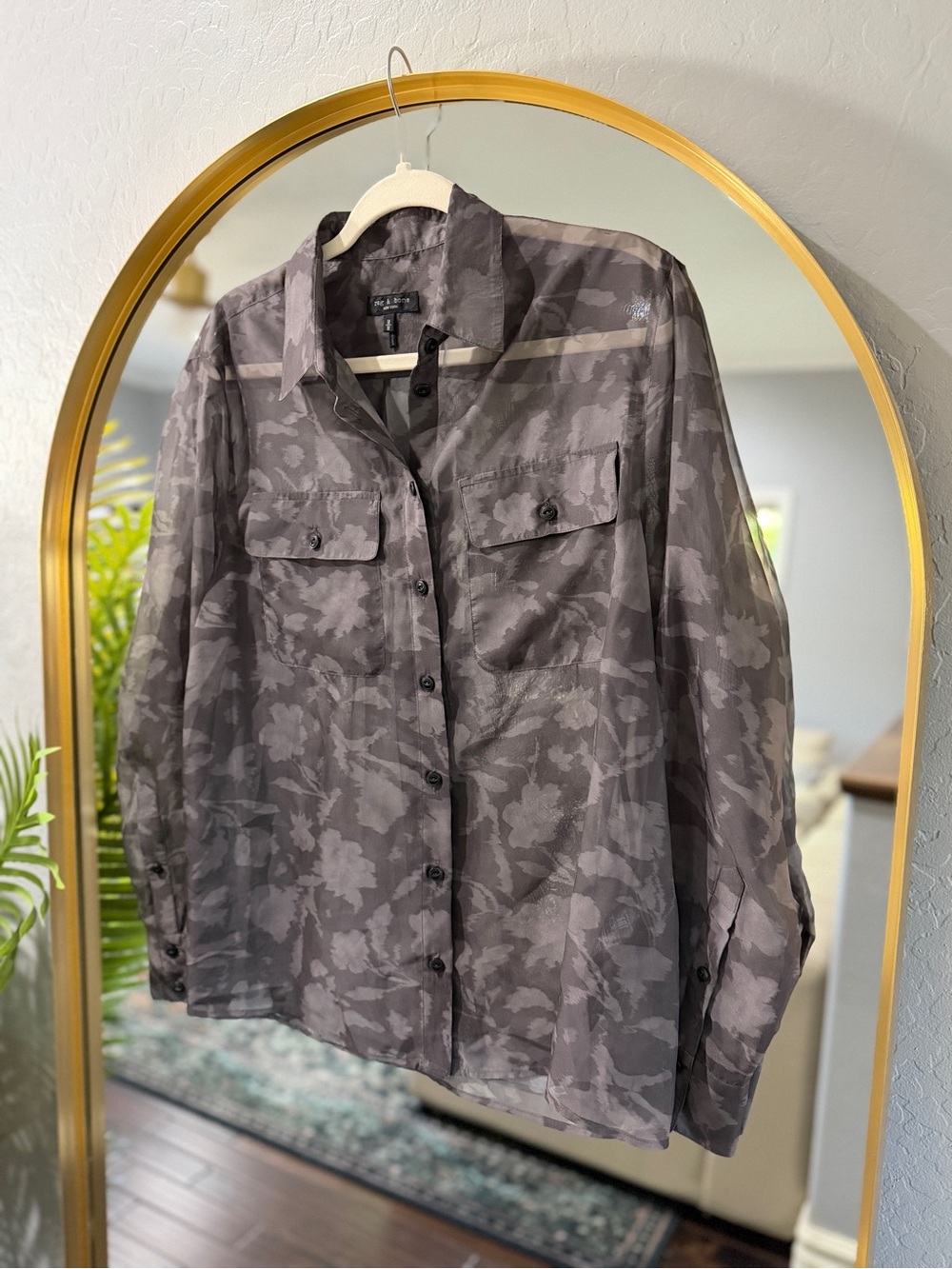 rag & bone Mauve Floral Camouflage Button-Up Blouse - Picture 2 of 4